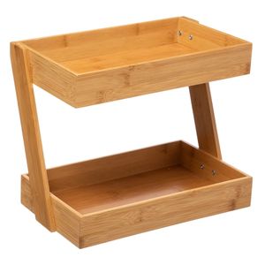 Keukenrek/opbergrek/aanrecht organizer - 32 x 23 x 26 cm - bamboe hout