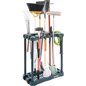 VEVOR tuingereedschapstandaard 75x35x82cm gereedschapshouder organisator PP multifunctioneel opbergrek voor tuingereedschap 10 gereedschapsvakken anti-tip systeem tuingereedschapshouder bezemhouder garage tuinkamer