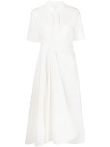 Jil Sander robe-chemise mi-longue à fronces - Blanc