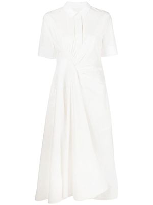 Jil Sander robe-chemise mi-longue à fronces - Blanc