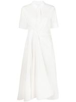 Jil Sander robe-chemise mi-longue à fronces - Blanc - thumbnail