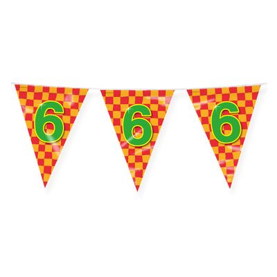 Verjaardag 6 jaar thema Vlaggetjes - Feestversiering - 10m - Folie - Dubbelzijdig