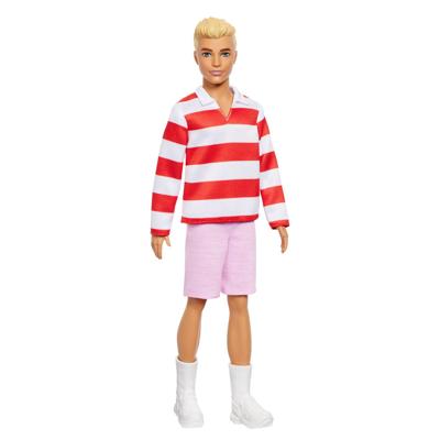Ken fashionista pop met gestreept rood-wit shirt