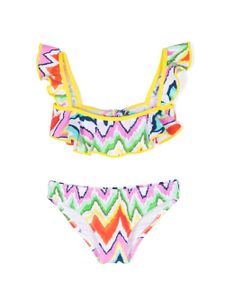 Nessi Byrd Kids bikini Akeno à imprimé zig zag - Multicolore