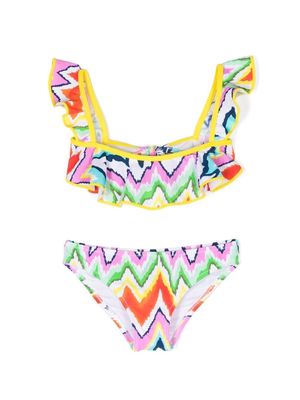 Nessi Byrd Kids bikini Akeno à imprimé zig zag - Multicolore