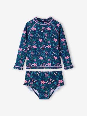 UV-werend badpak voor meisjes marineblauw
