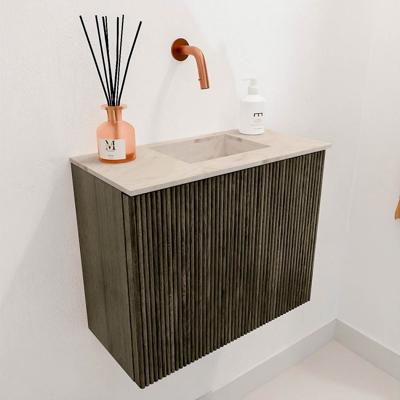 Toiletmeubel Mondiaz Joya Dlux | 50 cm | Meubelkleur Shadow | Faye wastafel Frappe Wasbak Rechts | Zonder kraangat(en)