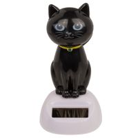 Out of the Blue - Solar bewegend katje - zwart 12 cm - Huis katten beeldjes/cadeau   -