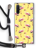 Flamingo's geel: Samsung Galaxy Note 10 Transparant Hoesje met koord