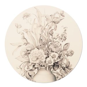 Muurcirkel Vintage Bloemen Sepia 30 cm