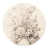 Muurcirkel Vintage Bloemen Sepia 50 cm - thumbnail