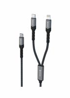 Swissten Swissten 2-in-1 USB-C Kabel - 100W Snellader - USB-C + Lightning - Zwart