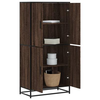 Hoge kast 68x35x139 cm bewerkt hout bruin eikenkleurig