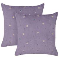 Beliani-LAVATERA-Sierkussen set van 2-Violet-45 x 45 cm-Polyester - thumbnail