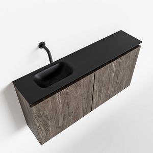 MONDIAZ TURE 100cm toiletmeubel dark brown. EDEN wastafel urban links geen kraangat