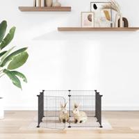 VidaXL Huisdierkooi met 8 panelen en deur, zwart 35x35 cm staal
