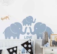 Wilde dieren stickers Drie olifantenfamiliehart
