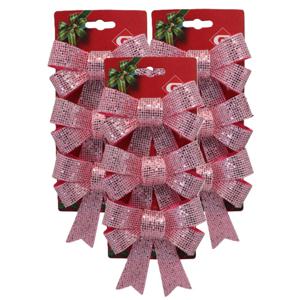 Kerstornamenten strikken - 12x st - roze - 10 x 13 cm - kerstboomstrikjes