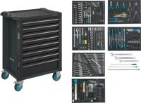 HAZET Gereedschapwagen - Assistent 179NT - assortiment 179NT-8-RAL7016/2 - 264-delig - Laden, ondiep: 7× 81 x 522 x 398 mm - Laden, diep: 1× 166 x 522