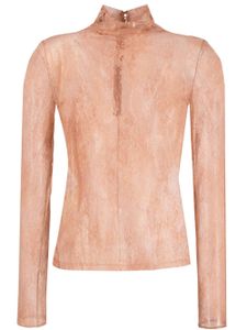 PINKO blouse en dentelle à col montant - Rose