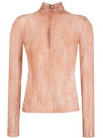 PINKO blouse en dentelle à col montant - Rose