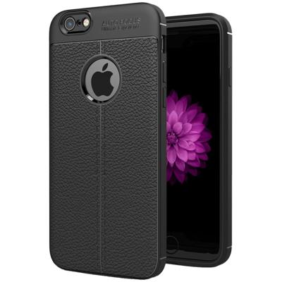 Voor iPhone 6 Plus & 6s Plus Litchi textuur TPU back cover beschermhoes (zwart)