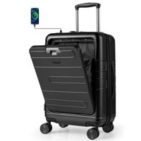 Uitbreidbare Reiskoffer Lichte PC-Hardshellkoffer 20 Inch Vliegtuiggeschikt Rolkoffer Zwart