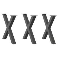 Eettafelpoten 3 st X-vormig 70x(72-73) cm staal antraciet Eettafelpoten 3 st X-vormig 70x(72-73) cm staal antraciet