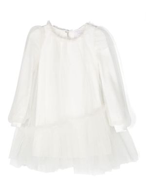 Monnalisa robe mi-longue à ourlet asymétrique en tulle - Blanc