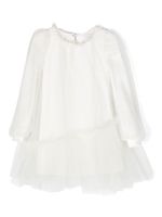 Monnalisa robe mi-longue à ourlet asymétrique en tulle - Blanc