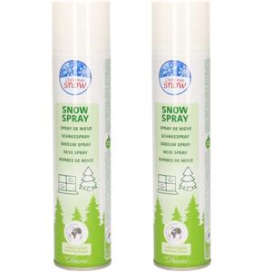 Milieuvriendelijke sneeuwspray - 2x - wit - 300 ml - spuitsneeuw - kunstsneeuw