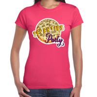 Disco T-shirt voor dames - roze - 70s party - disco bol - Jaren 70 - themafeest