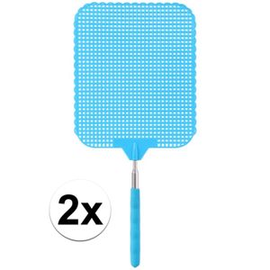 2x Vliegenmepper blauw uitschuifbaar 76 cm   -