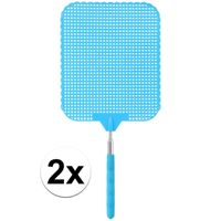 2x Vliegenmepper blauw uitschuifbaar 76 cm   - - thumbnail