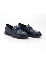 Moustache mocassins en cuir verni - Bleu - thumbnail