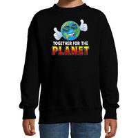 Funny emoticon sweater Together the planet zwart kids