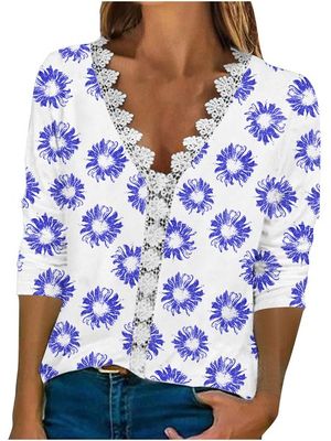 Floral V Neck Casual Shirt Floral V Neck Casual Shirt
