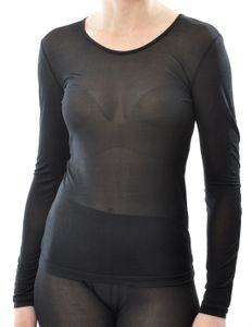 Zijden Dames Shirt Lange Mouw Alkena Kleur Zwart Maat Large