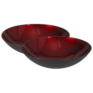 2x stuks kunststof decoratie schalen/fruitschalen rood rond D28 cm