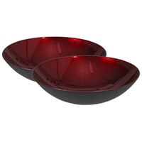 2x stuks kunststof decoratie schalen/fruitschalen rood rond D28 cm