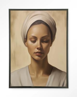 Urban Cotton Wandkleed 'Healing' 80 x 110cm in Floating Frame - black