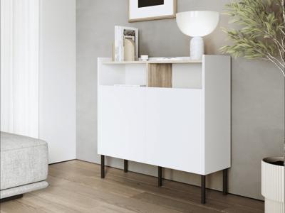 Dressoir JULIE 2 deuren wit/sonoma eik