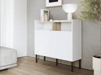 Dressoir JULIE 2 deuren wit/sonoma eik