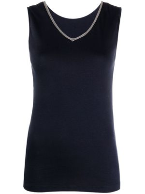 Fabiana Filippi débardeur à ornements de perles - Bleu
