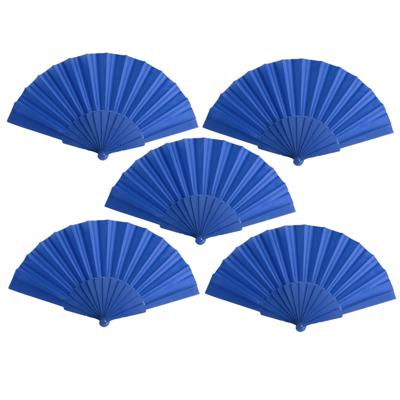 Spaanse Handwaaier - 10x stuks - blauw - 23 x 43 cm - Verkoeling waaiers voor zomerse themperatuur