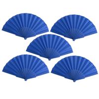 Spaanse Handwaaier - 10x stuks - blauw - 23 x 43 cm - Verkoeling waaiers voor zomerse themperatuur