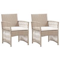 Tuinstoelen met kussens 2 st poly rattan beige