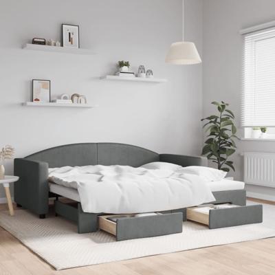 Slaapbank onderschuifbed en lades 90x190 cm stof donkergrijs