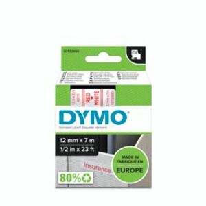 Huismerk DYMO D1 45015/S0720550 Labeltape 12mm Rood op Wit