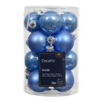 Kerstbal glas d3,5 cm sky blauw 16 st Decoris - Decoris